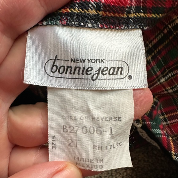 Vintage Bonnie Jean Red and Black Plaid Christmas Dress Velvet Trim lace - Picture 7 of 11